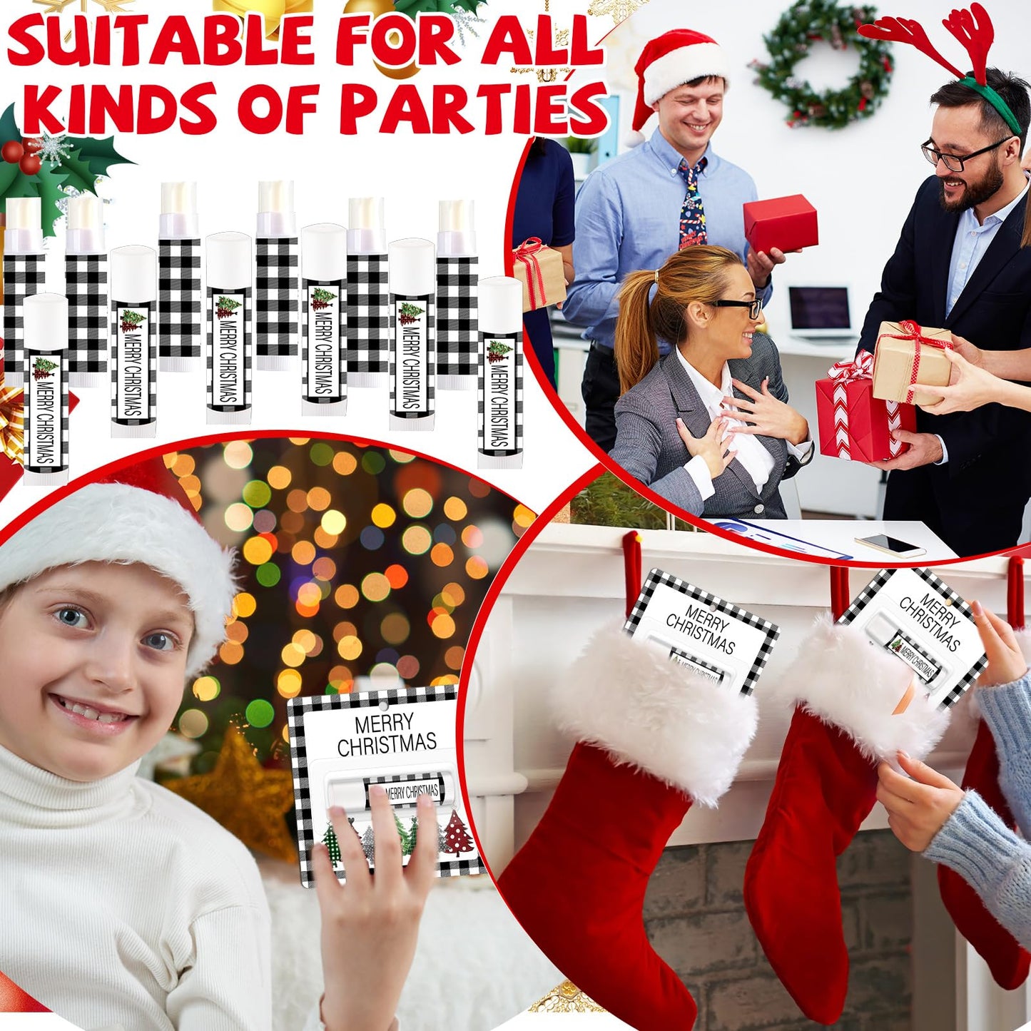 50 Pack Christmas Lip Balm Gift Bulk, Moisturizing Nourishing Lip Balm Appreciation Gift, Xmas Holiday Birthday Party Favors Stocking Stuffers for Women Men Coworker Employee Teacher (Christmas Tree)