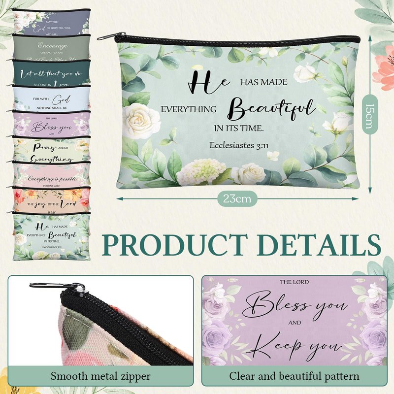 Yeyeplum 60 Pcs Church Gifts for Women Bulk Religious Makeup Bags Inspirational Scripture Keychains Bible Verse Bracelets Christian Favors Gifts Mother's Day