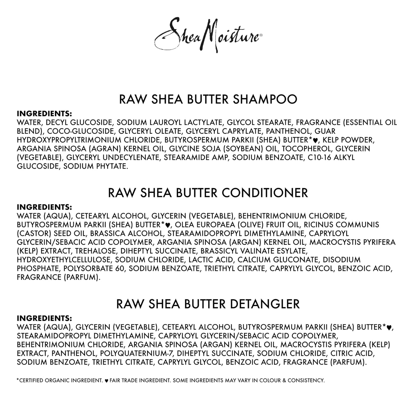 SheaMoisture Deep Moisturizing Hair Care 3 Count Raw Shea Butter For Curly, Dry and Damaged Hair Sulfate Free Shampoo and Conditioner, Hair Detangler with Sea Kelp and Argan Oil
