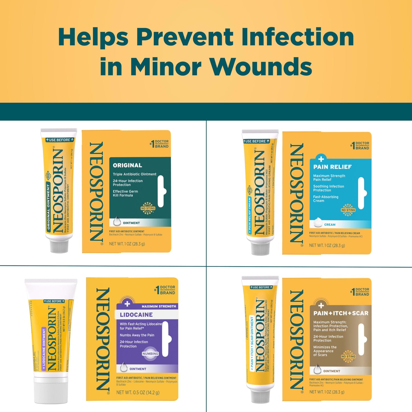 Neosporin + Lidocaine First Aid Triple Antibiotic Ointment, Fast-Acting, Maximum Strength Topical Pain Relief, 24-Hour Infection Protection that Numbs Away the Pain for Minor Wound Care, 0.5 oz
