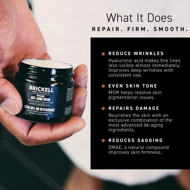 Brickell Men's Revitalizing Anti-Aging Cream For Men, Anti Wrinkle Night Face Cream To Reduce Fine Lines and Wrinkles, With Vitamin E, Jojoba Oil, and Hyaluronic Acid, 2 Ounce, Scented