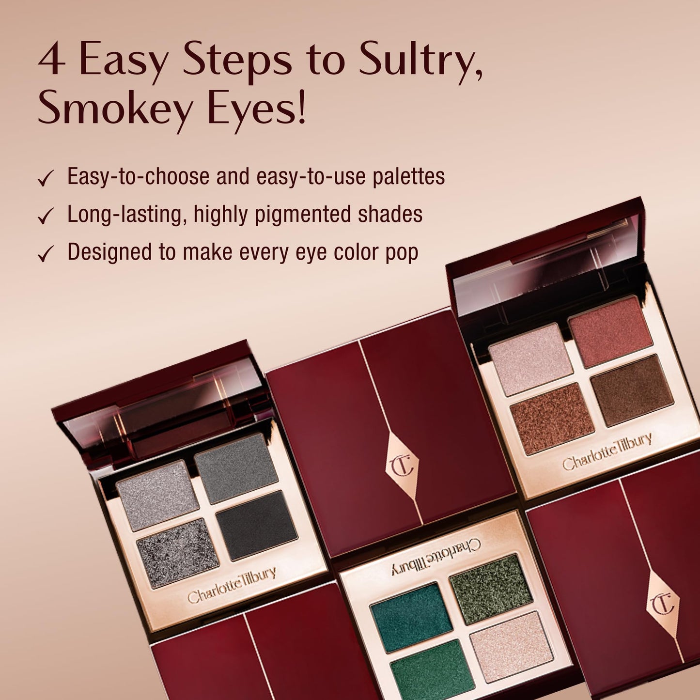 Charlotte Tilbury Luxury Palette Eyeshadow - Shimmer, Metallic & Satin Matte Eyeshadow Quad with a Rich Powder Formula - Includes 4 Complementary Shades - The Golden Goddess