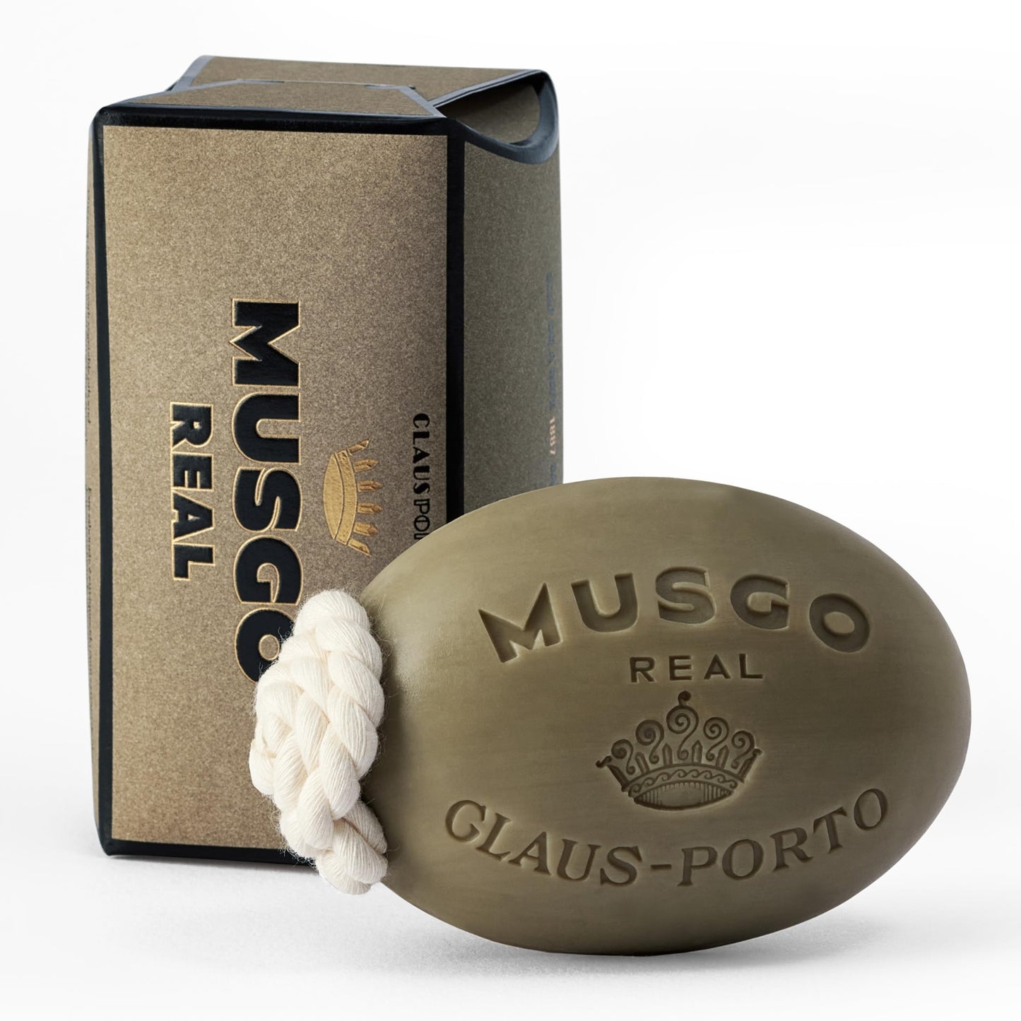 Claus Porto - Musgo Real 1887 Soap on a Rope | Woody Scent with Lemon | Walnut Oil + Vegetable Oil Base | Rich, Smooth, Creamy Body Soap for Men + Women | Handcrafted, Long Lasting (190g | 6.7 oz)