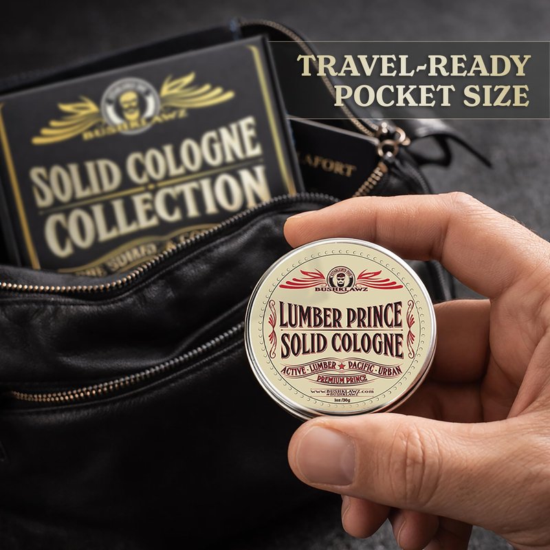 Premium Prince Solid Cologne 1 oz Variety Gift Set Alcohol Free Natural Concentrated Full Size Travel Friendly Tins Men's Fragrance 4 Manly Scents to Satisfy all Types of Viking Cannon Black Prime