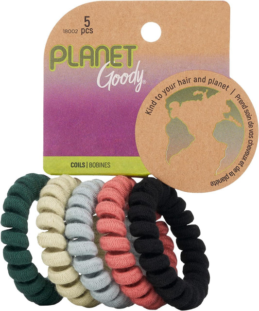 Goody Planet Elastic Hair Coils for Medium to Thick Hair - Hair Accessories for Women and Girls, 5 Count (Pack of 5)