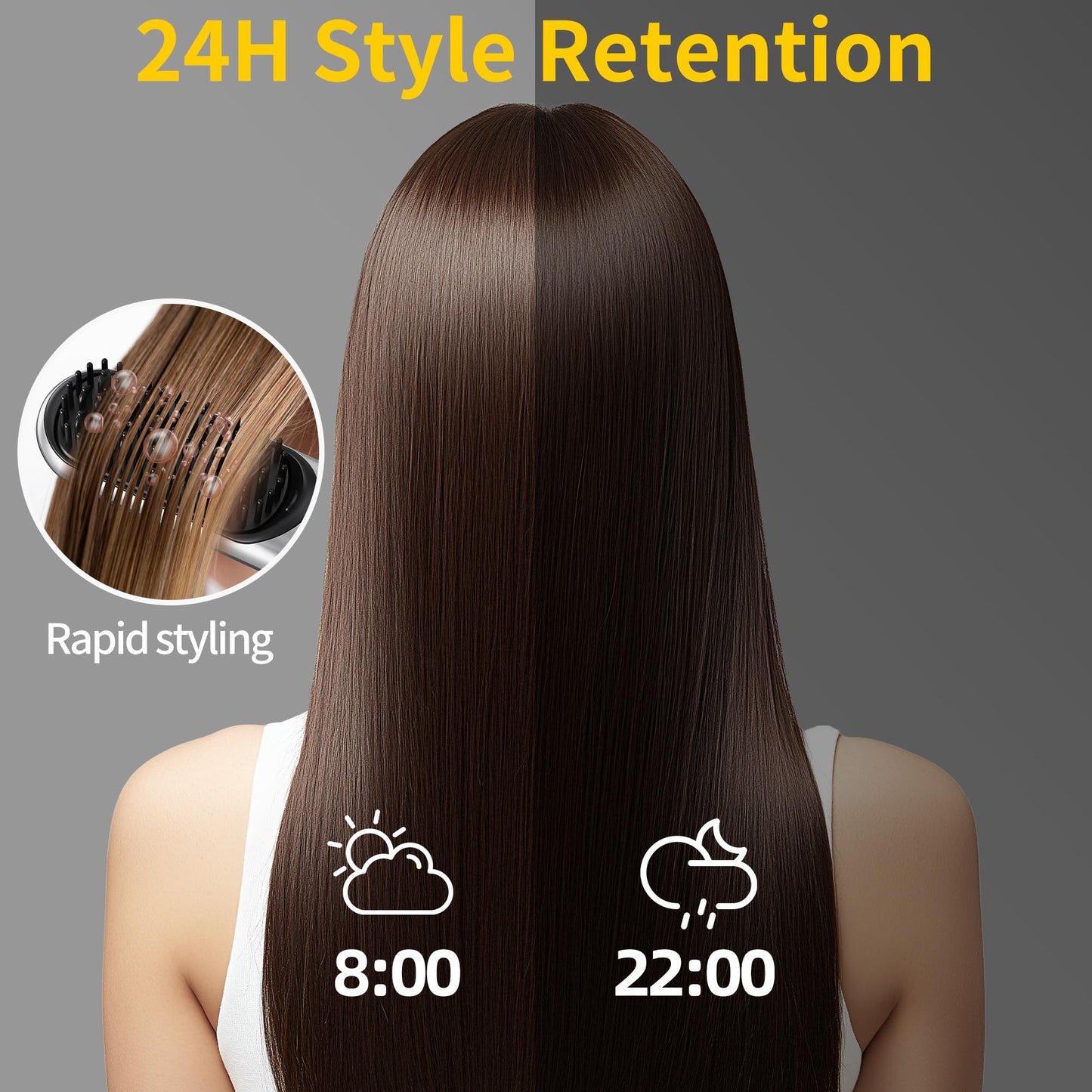 Cordless Hair Styling Brush 2-in-1 AI Smart Styler Fast Heat 30 Seconds USB Rechargeable Dual Power LCD Display Portable Travel Comb Includes Pouch (Black)