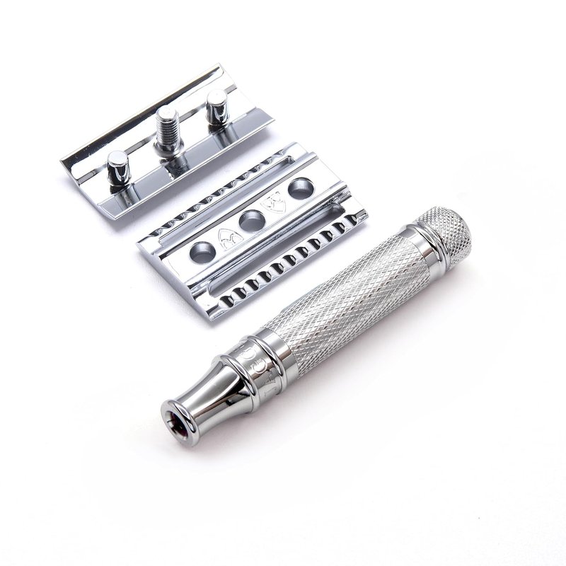 Edwin Jagger Classic Double Edge Safety Razor - Eco-Friendly Short Handle | Fits All DE Blades, Knurled Design