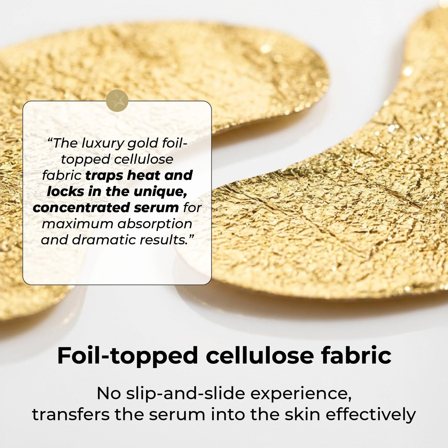 STARSKIN The Gold Mask Eye - Luxury Gold Foil-Topped Cellulose Eye Mask - Serum Concentrated with 83% Rose of Jericho - Smooths Puffy Eyes and Wrinkles