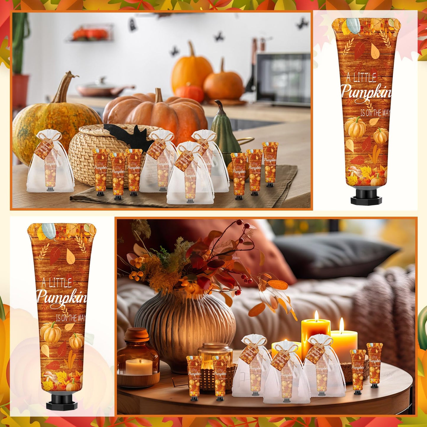 Dansib 48 Sets Thanksgiving Fall Hand Cream Bulk a Little Pumpkin Baby Shower Hand Cream Gifts Baby Shower Party Favors for Guests Travel Size Lotion for Autumn Party Supplies(Little Pumpkin)