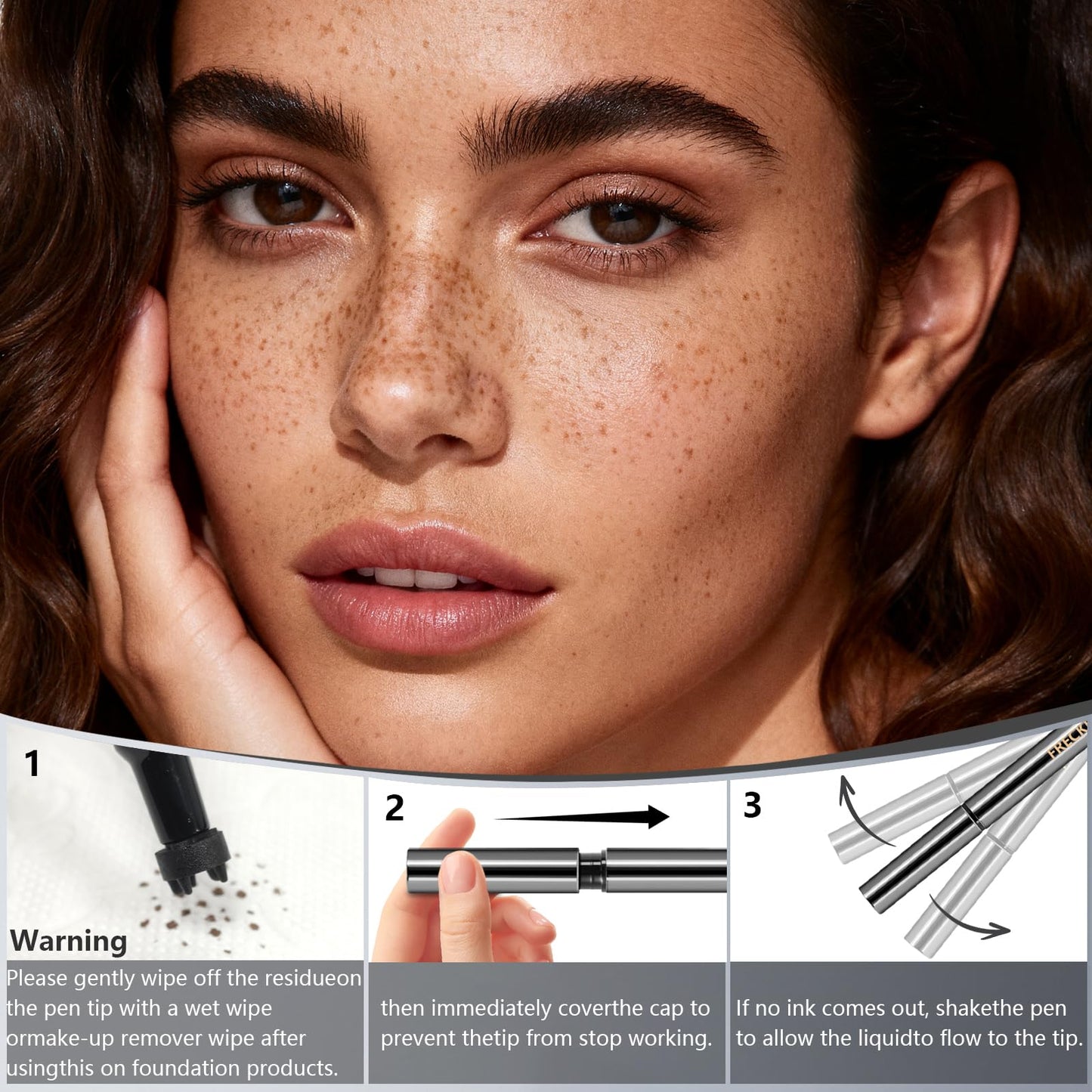 HOSAILY 2PCS Light&Dark Brown Freckle Stamp Pen Waterproof, Natural Lifelike Faux Freckles Stamp Stain maker Pen, Long Lasting Quick Dry Liquid Fake Freckle Pencil Magic for Face Sunkissed Makeup