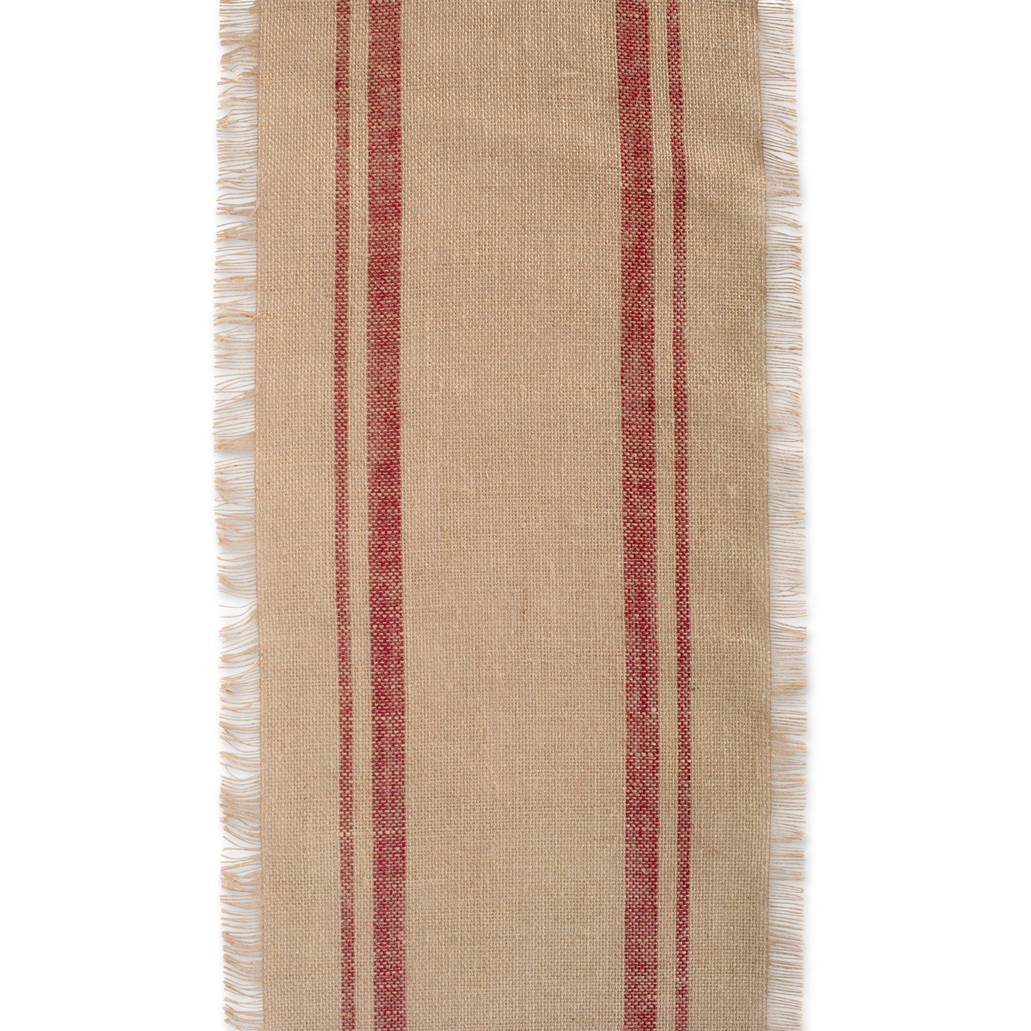 DII Jute Burlap Collection Kitchen Tabletop, Table Runner, 14x72, Double Border Barn Red
