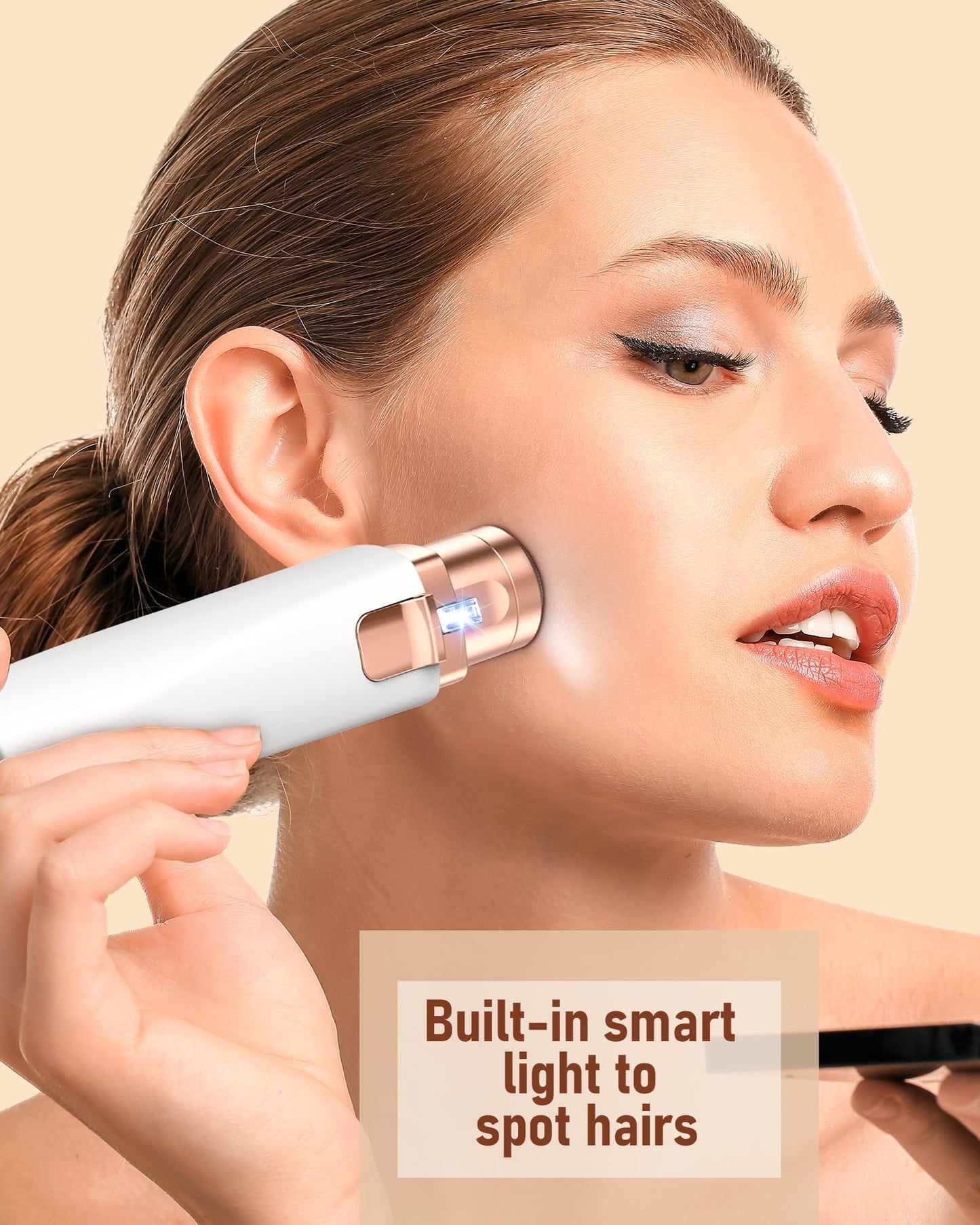 Eyebrow & Facial Hair Removal for Women: 2 in 1 Rechargeable Eyebrow Trimmer & Face Shaver, Painless Electric Facial Eye brow Razors Epilator with Built-in LED Light -Perfect for Face, Lips & Body
