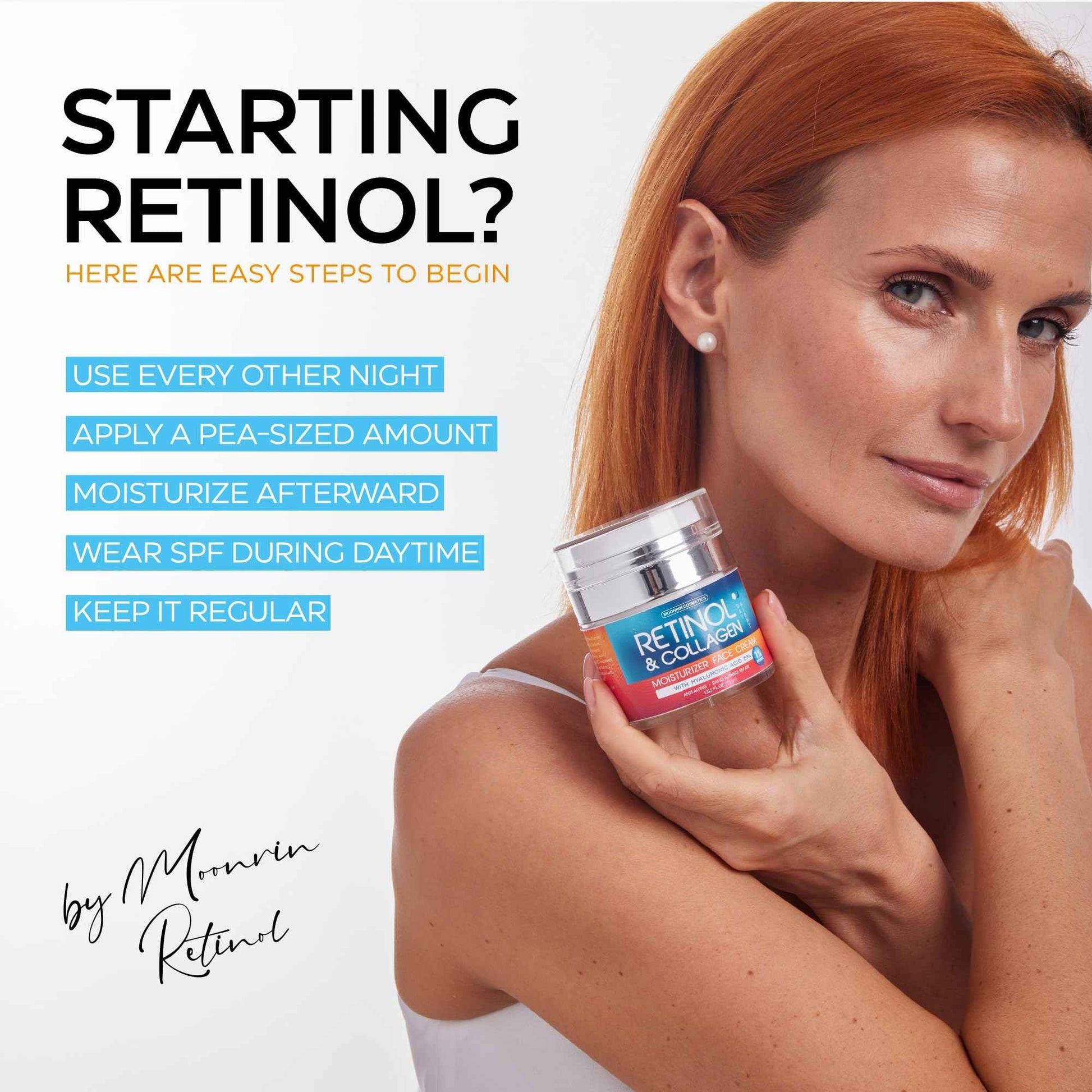 Retinol Cream for Face with Hyaluronic Acid, Day-Night Anti-Aging Moisturizer for Women, Men, Collagen Cream for Face Reduces Wrinkles, Dryness, 1.85 Oz