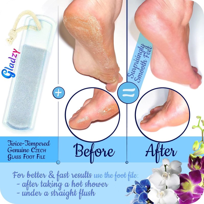 Genuine Czech Glass Nail File Set - Professional Double-Sided Callus Remover & Foot Rasp | Manicure & Pedicure Tools