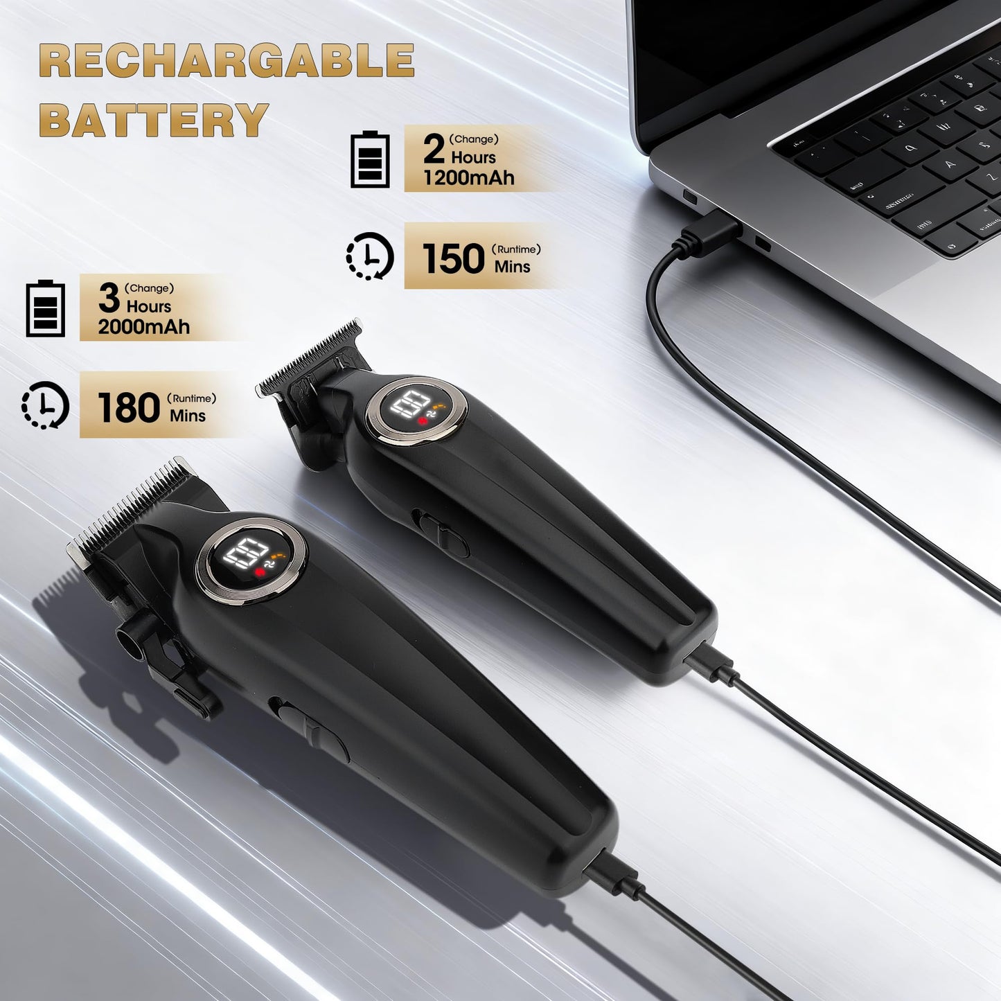 Karrte Professional Hair Clippers for Men，Barber Clippers and Trimmers Set，Electric Cordless Beards Trimmer with LED Display，Barber Kit and Grooming Set, Christmas Gift for Men