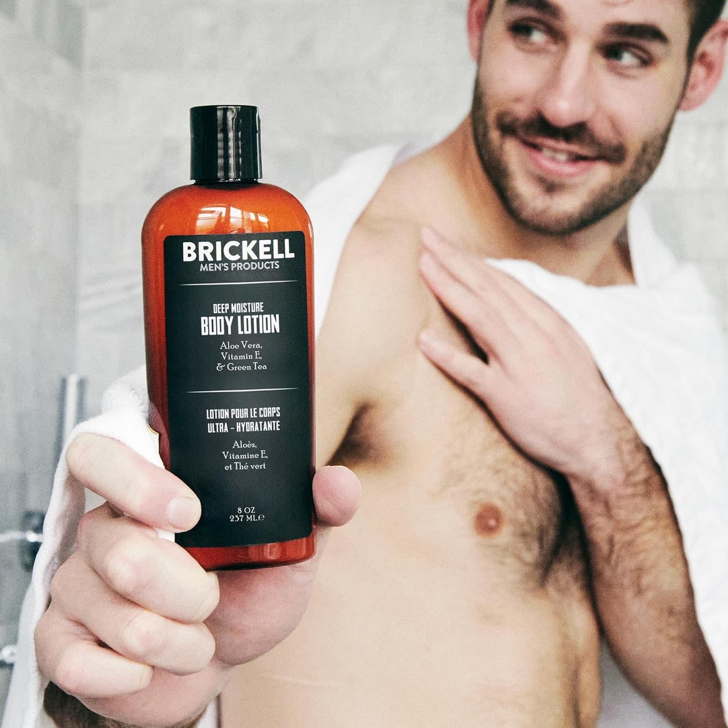 Brickell Men's Deep Moisture Body Lotion - Hydrating Aloe & Jojoba Oil | 8 Oz Scented Moisturizer for Dry Skin