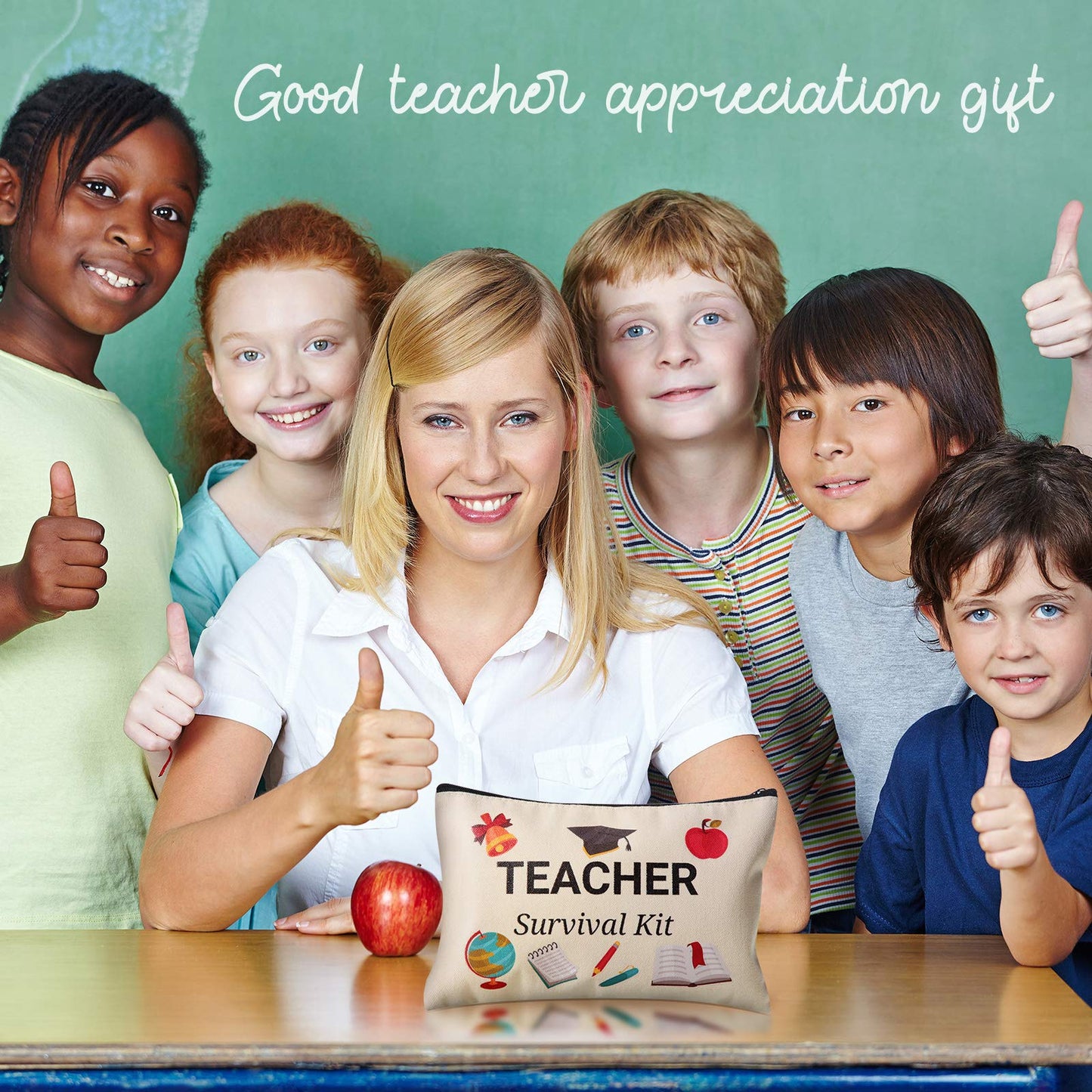 Weewooday 20 Pieces Teacher Appreciation Gifts Back to School Cosmetic Bags Teacher Canvas Makeup Bags Toiletry Case Pencil Bag with Zipper Stationery Case Bag for Teachers Appreciation Gifts