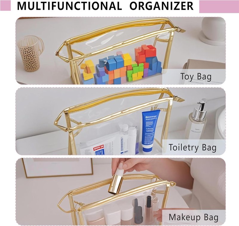 Portable Clear Makeup Bags - 24 Pcs Transparent Waterproof Toiletry Set | Travel Cosmetic Pouches & Pencil Cases