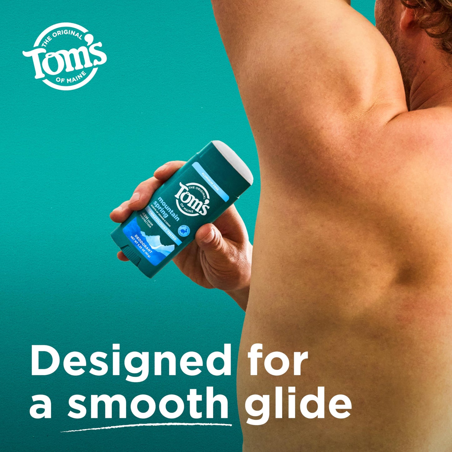 Tom’s of Maine Mountain Spring Natural Deodorant for Men and Women, Aluminum Free, 3.25 oz, 2-Pack