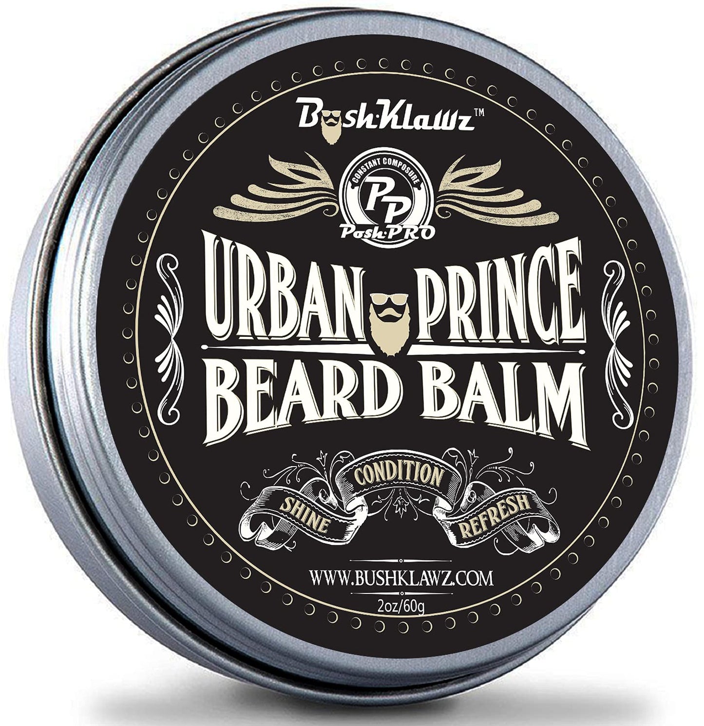 BushKlawz Beard Balm and Leave-in Conditioner, 5 Full Size 2.0 oz Balms - Urban, Lumber, Pacific, Naked Prince Fragrance Free, Premium Line, Great Gift for Christmas, Father's Day