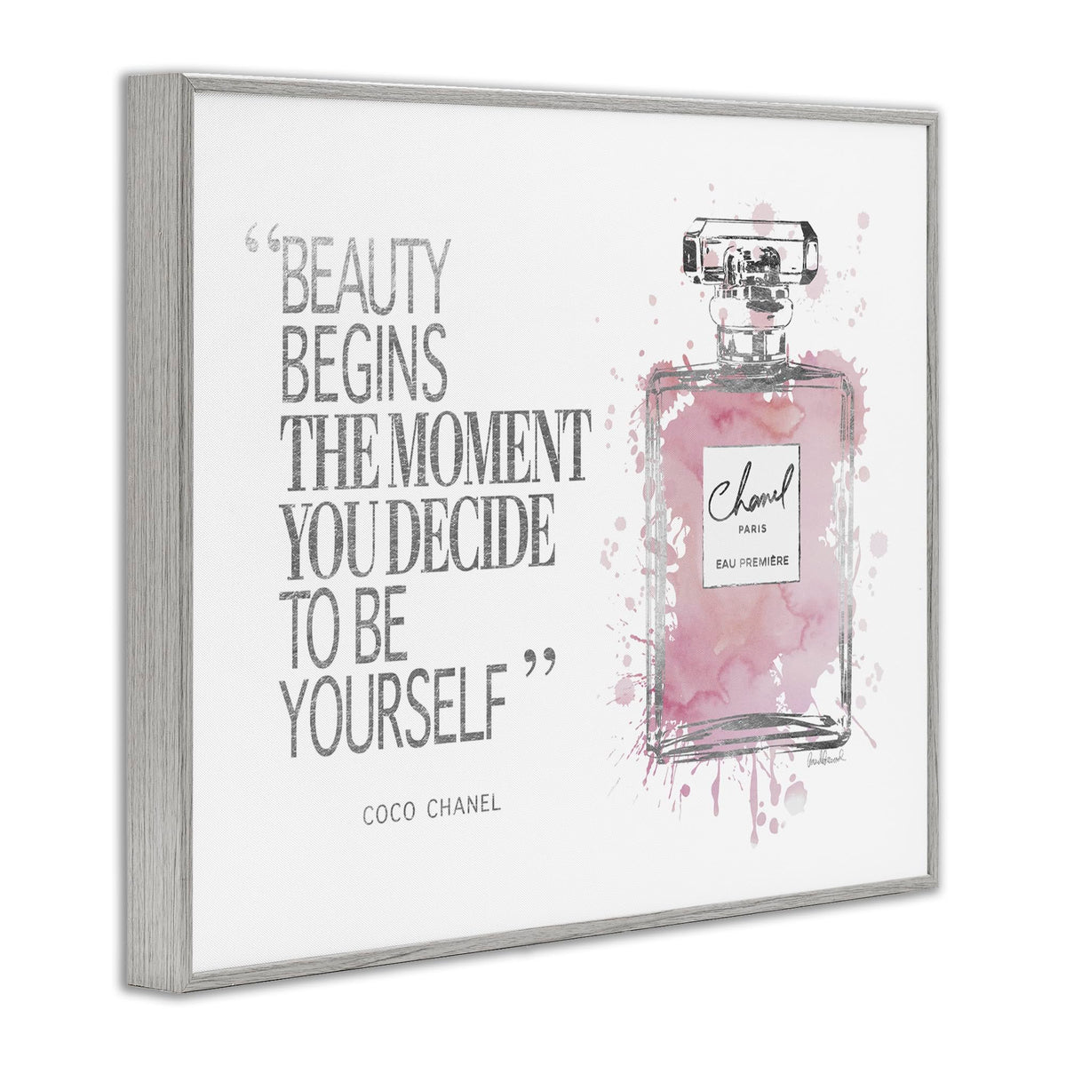 Stupell Industries 'Beauty Begins Fashion Perfume', Framed Giclee Art, White, 20 x 16 Inches, Easy to Hang and Sturdy, Made in USA, by Amanda Greenwood