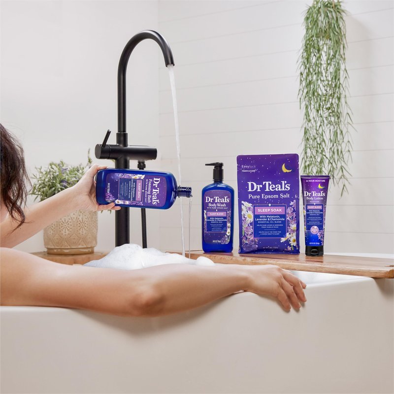 Dr Teal's Body Wash with Pure Epsom Salt, Sleep Blend with Melatonin, 24 fl oz (Pack of 4)