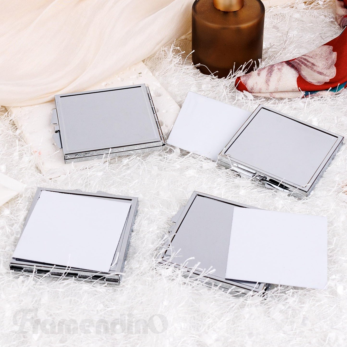 Framendino, 12 Pack Square Sublimation Compact Mirror Blanks Portable Pocket Folding Mirrors for Women