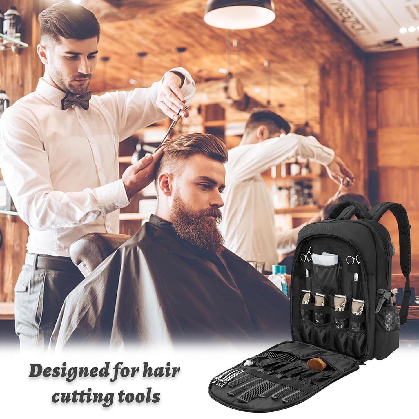 Portable Barber Supplies Backpack - Travel Clipper Organizer with USB Port | Ideal for Hairstylists