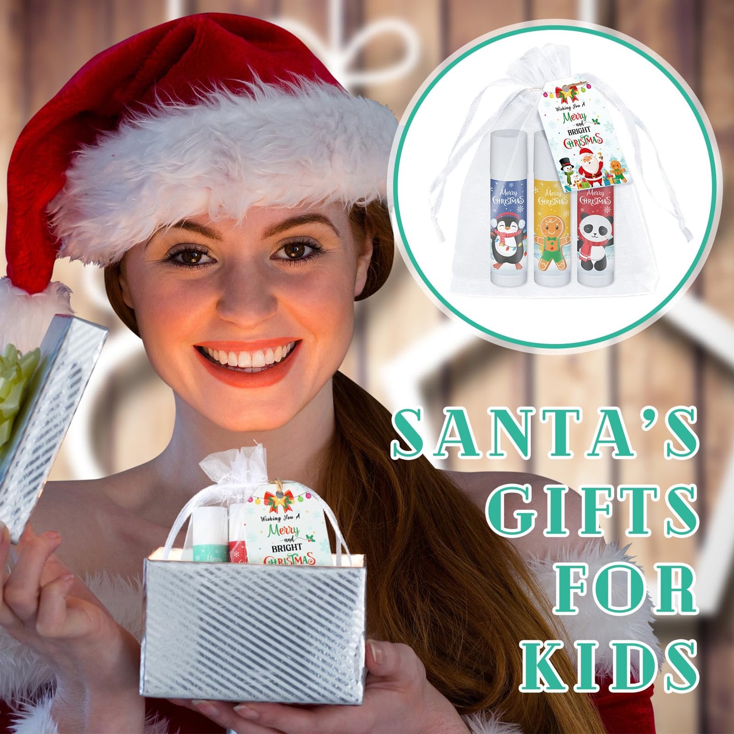 Dunzy 50 Pack Christmas Lip Balms Bulk Party Favors Gifts Xmas Stocking Stuffers Supplies Souvenirs Goodies Moisturizing Lip Care Small Thank You Appreciation Gifts for Guest Boys Girls (Santa Style)