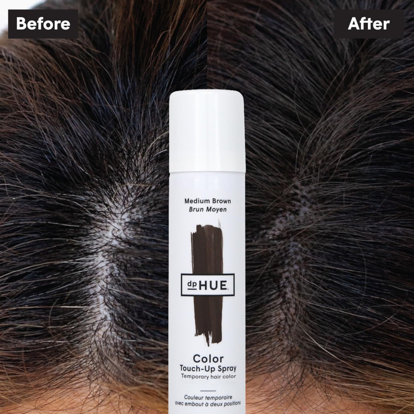 dpHUE Color Touch-Up Spray, Medium Brown - 1.8 fl oz - Temporary Hair Color to Fill In & Cover Grays - Fast-Drying Formula - Vegan, Cruelty Free