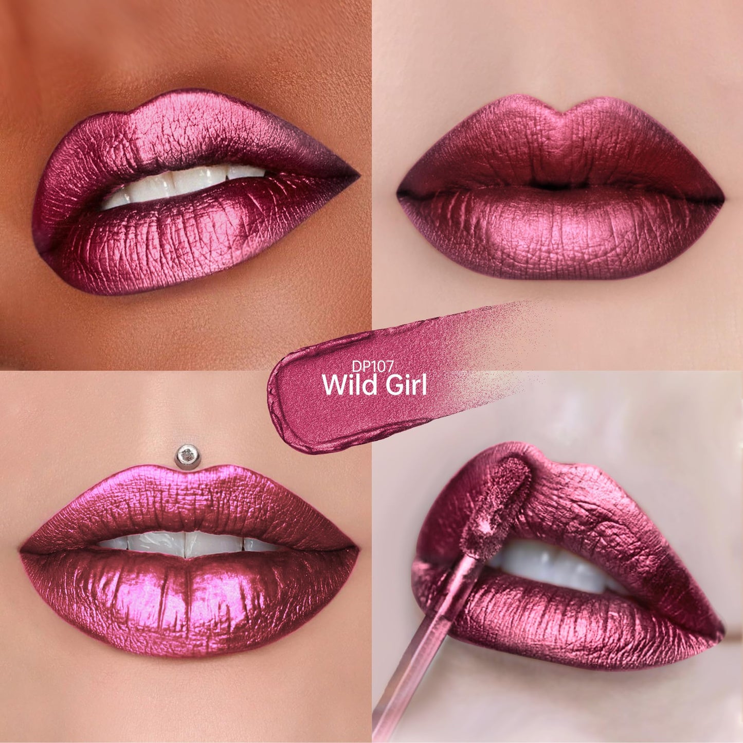 Depuplum 3Pc Lipsticks Set for Women Metallic Lipstick Long Lasting Dark Red Bronze Burgundy Lip Gloss, Metal Shine Lightweight Hydrating Full Coverage Lip Color, DP103/104/107