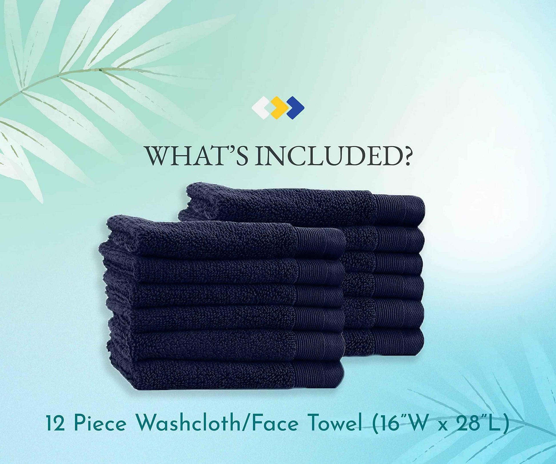 Luxury 100% Cotton Washcloths - Pack of 12, Extra Soft & Fluffy, Quick Dry & Highly Absorbent, Hotel Quality, Small Hand Towel Set for Gym, Salon, Spa & Home Care, Navy Blue - 13" x 13"
