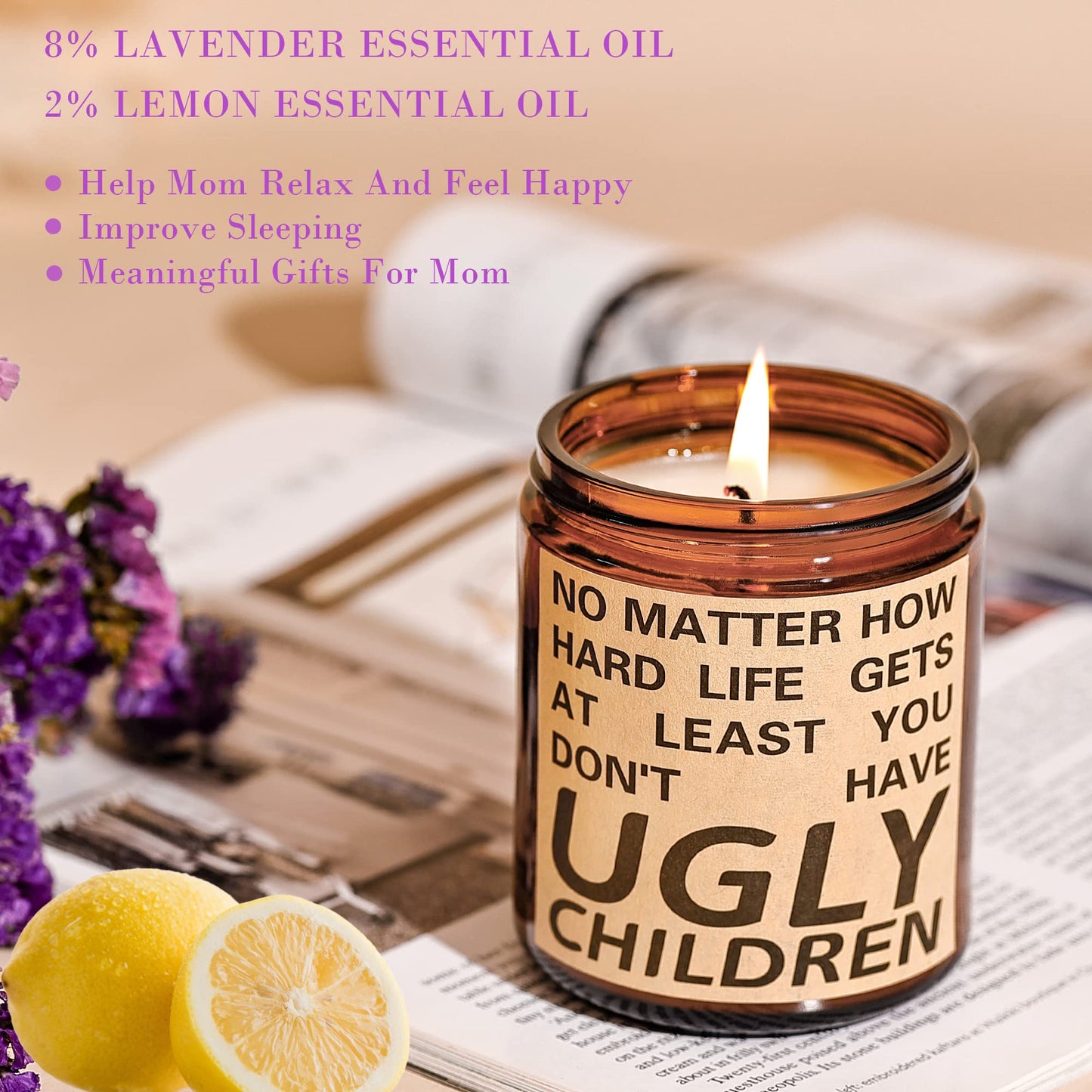 Mothers Day Gifts for Mom from Daughter, Mom Gift, Funny Birthday Gifts for Moms, Moms Birthday Gift from Daughter, Mothers Day Lavender Soy Scented Candles