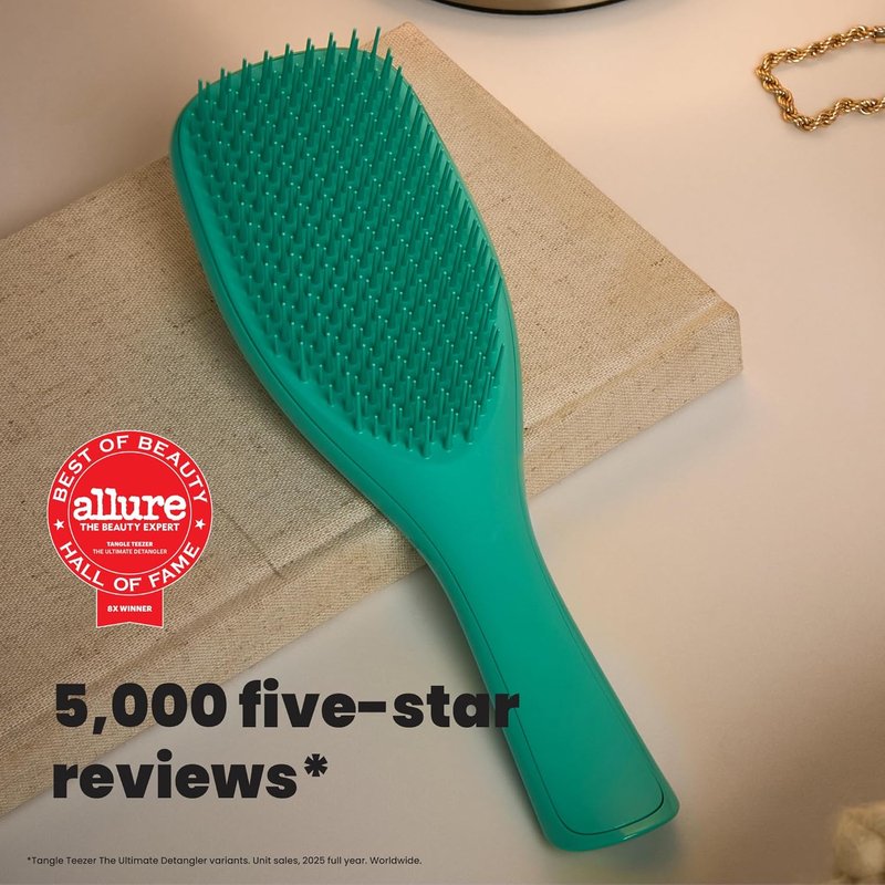 Tangle Teezer Ultimate Detangler Curly Hair Brush - Reduces Frizz & Breakage for 3C to 4C Hair | Aqua Green