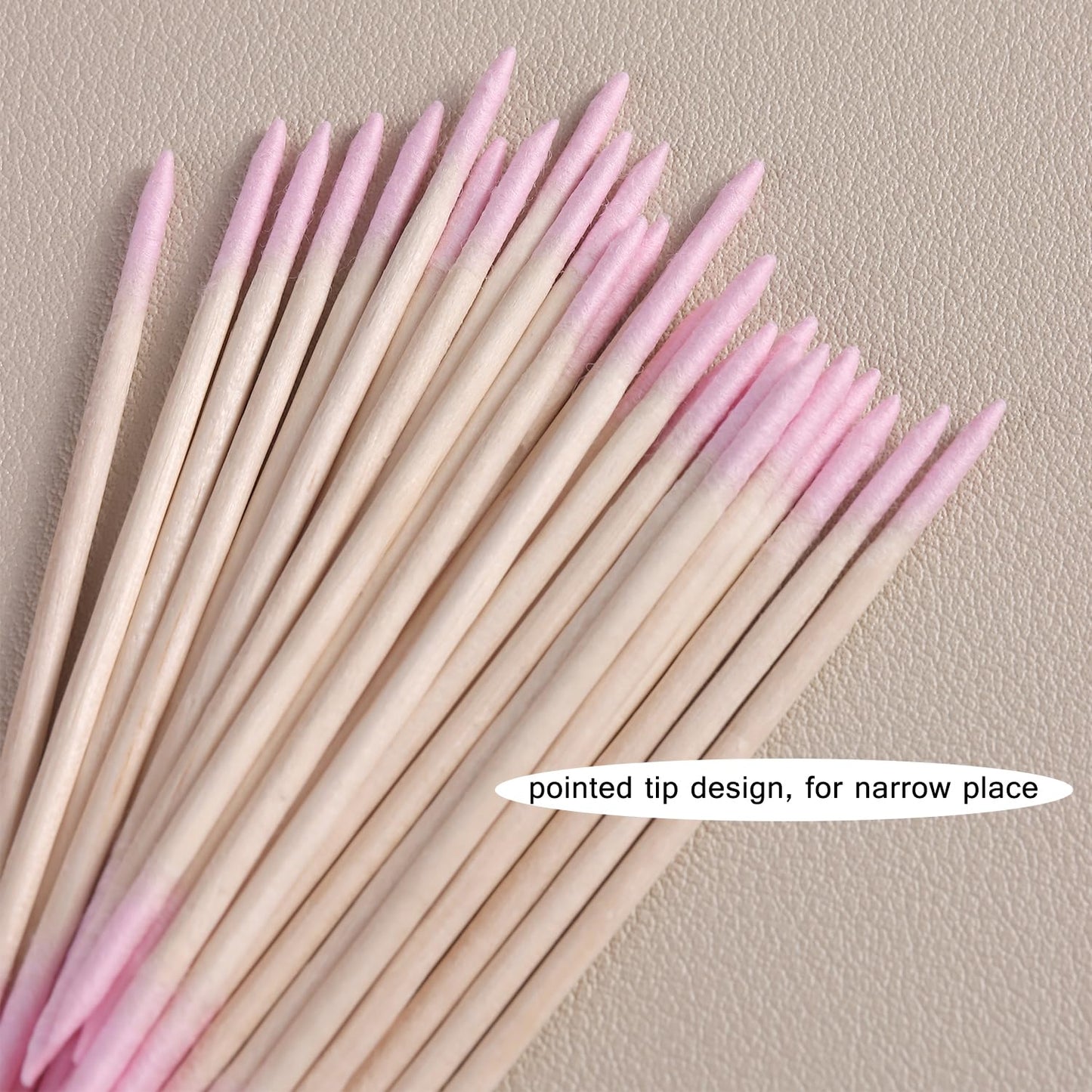 FSpronail 200pcs Pointed Tip Cotton Swabs, Pink Double-head Precision Microblading Cotton Swabs with Wooden Sticks Nail Polish Remover Pen Touch Up Disposable Makeup Applicators Beauty Tools