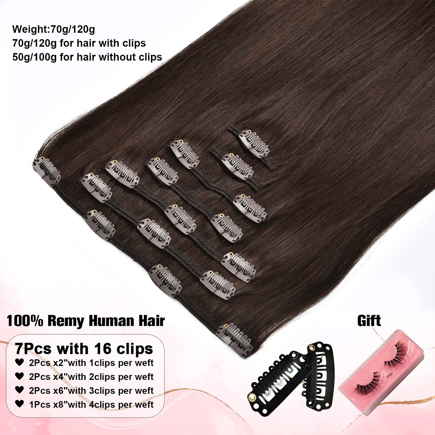 Invisible Clip in Hair Extension Human Hair Black Women 70g 7pcs 16clips Natural Hair Clip ins For Black Women 18inch Clip in Extensions Real Human Hair