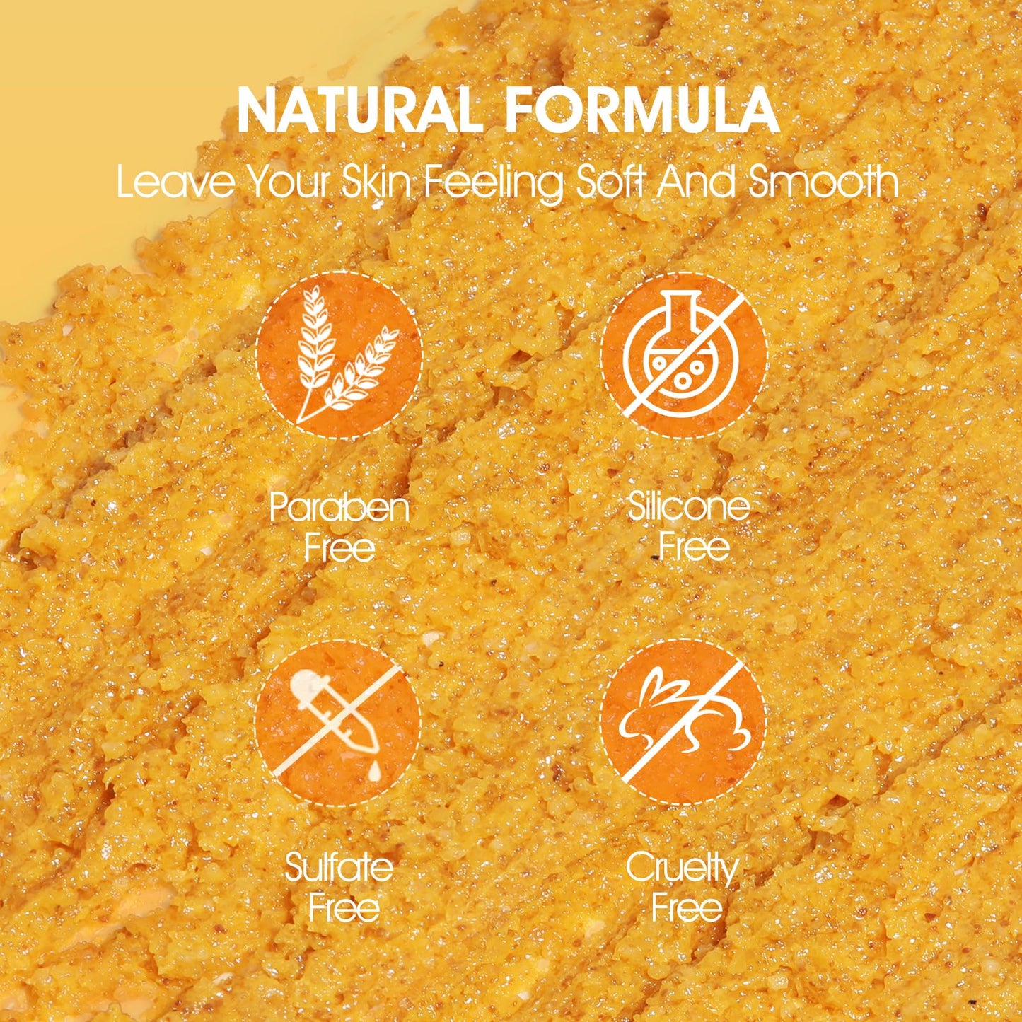 VOERUY Body Scrub, Turmeric Exfoliating Body Scrub, with Coconut Oil & Vitamin C, Bikini Area Exfoliator Gently Exfoliate Body Hand and Foot Scrub, Moisturized Skin for Women and Men, 11.28oz/320g