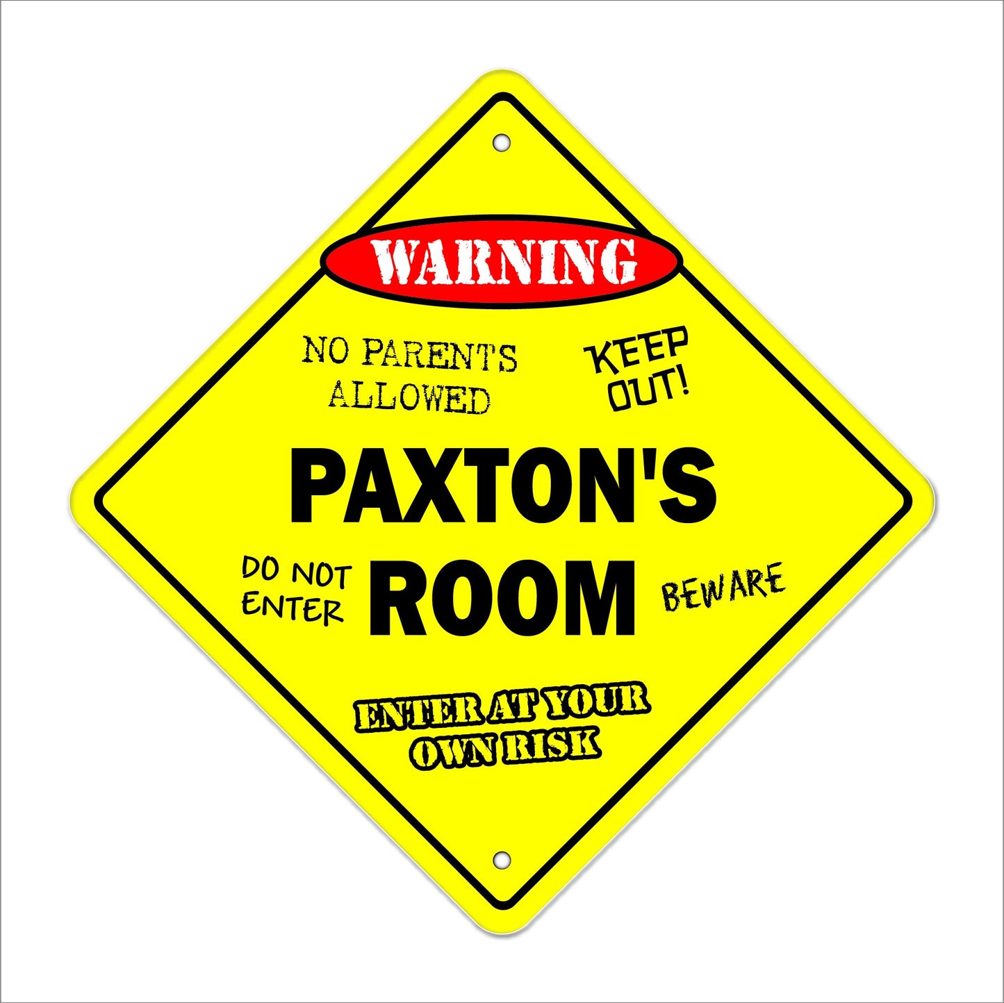 Paxton's Room Sign Crossing Zone Xing | Indoor/Outdoor | 12" Tall Kids Bedroom Decor Door Children's Name boy Girl