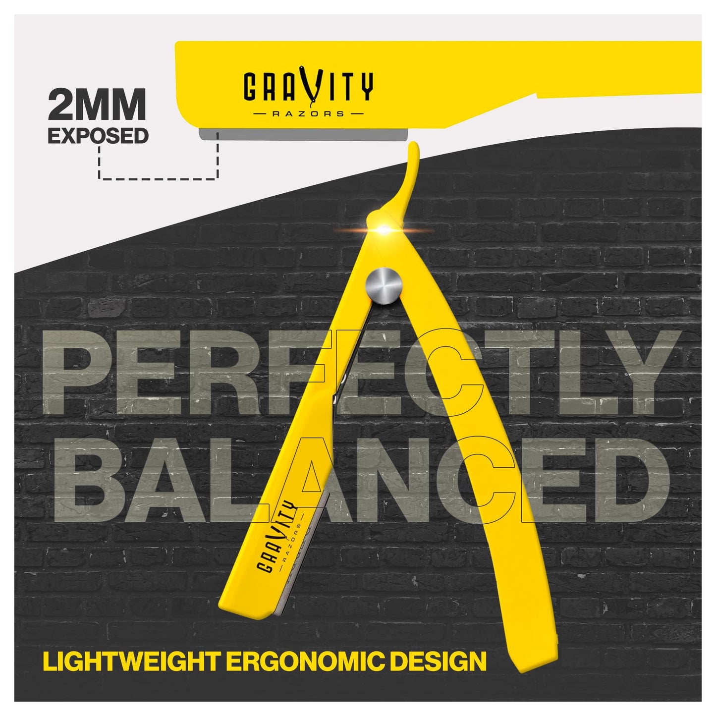 Professional Straight Razor - Ultra Exposed Straight Razor Kit with 10 Gravity Premium Blades, 2mm Exposed ("The OG")