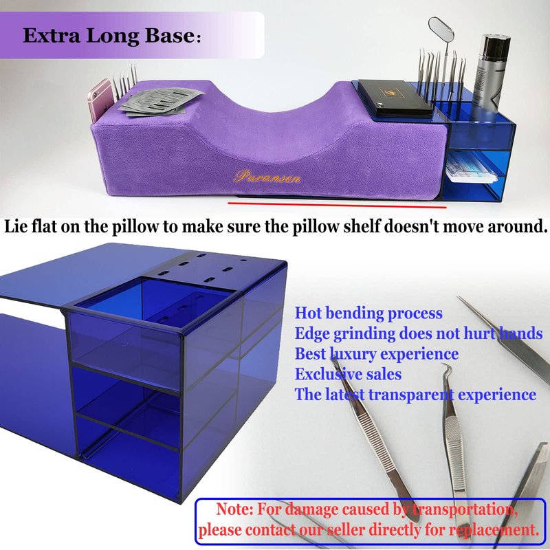 Lash Pillow Shelf Organizer - Eyelash Extension Pillow Shelf Stand - Acrylic Pillow Shelf for Lash Tech Supplies，Lash Extension Supplies Display Cabinet Shelves Suitable for Left and Right Hands