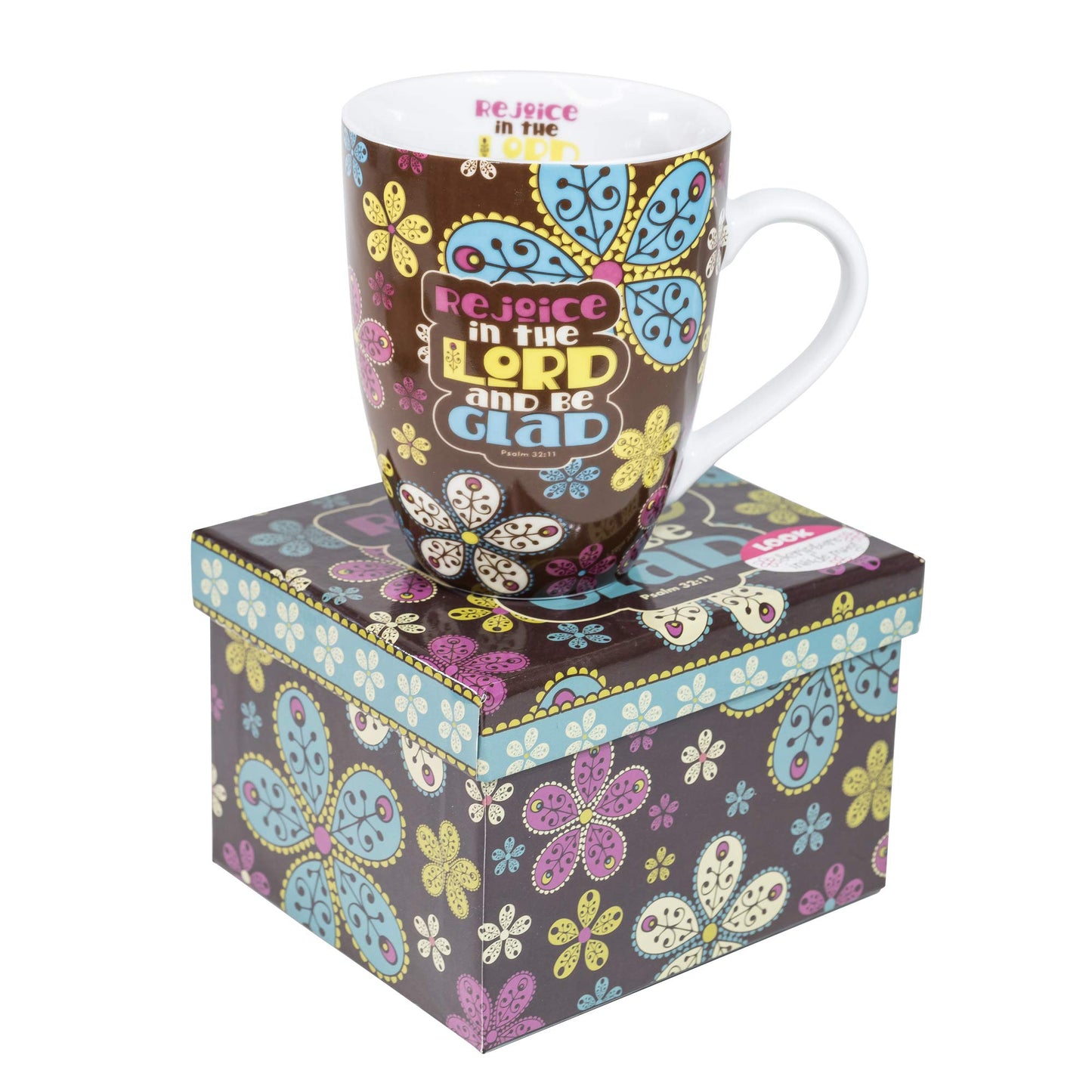 Divinity Boutique 22184 Boxed Mugs, Paisley Flowers, 12 ounce