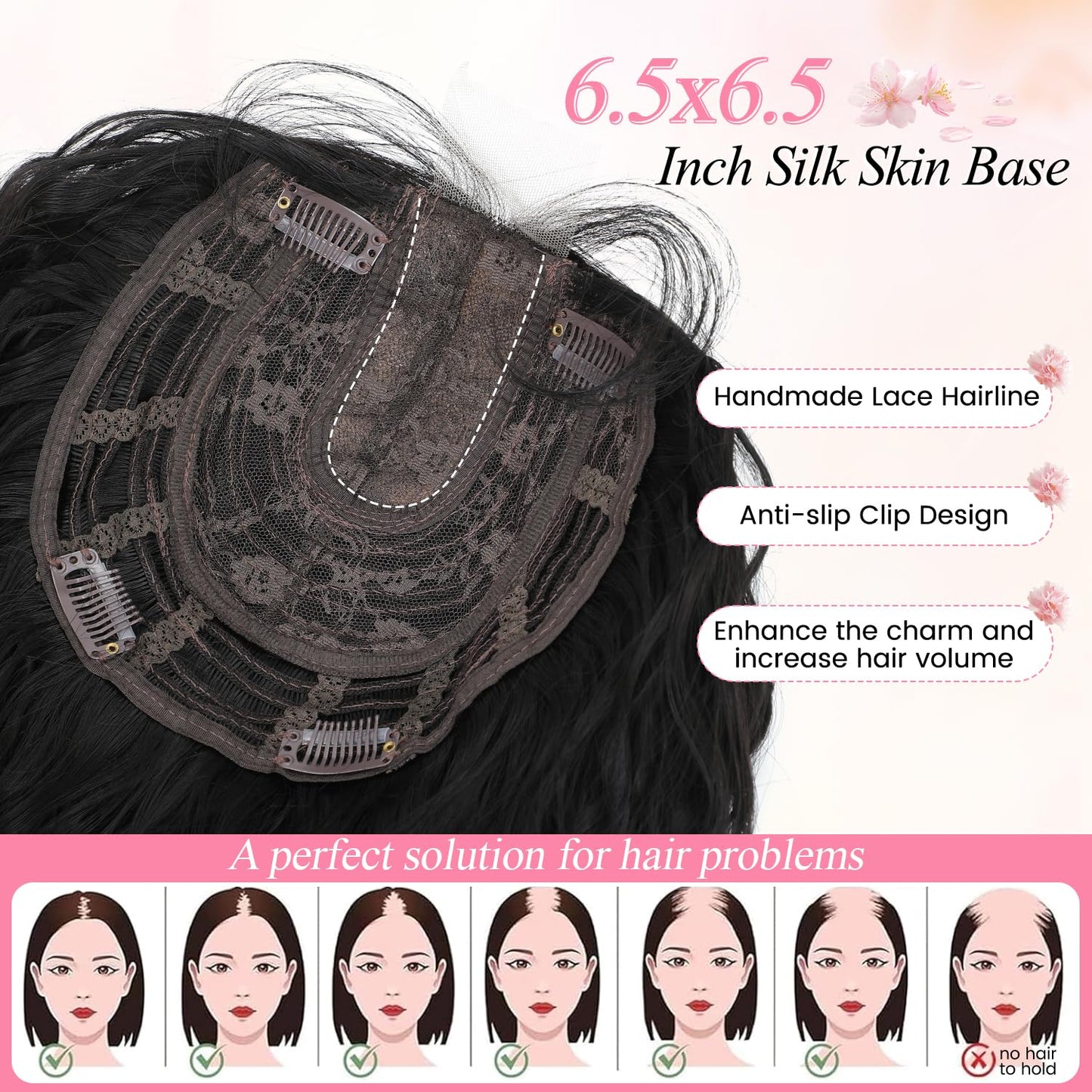 Curly Hair Topper - Lightweight Clip-In Hairpiece for Women | Natural-Looking Volume & Coverage
