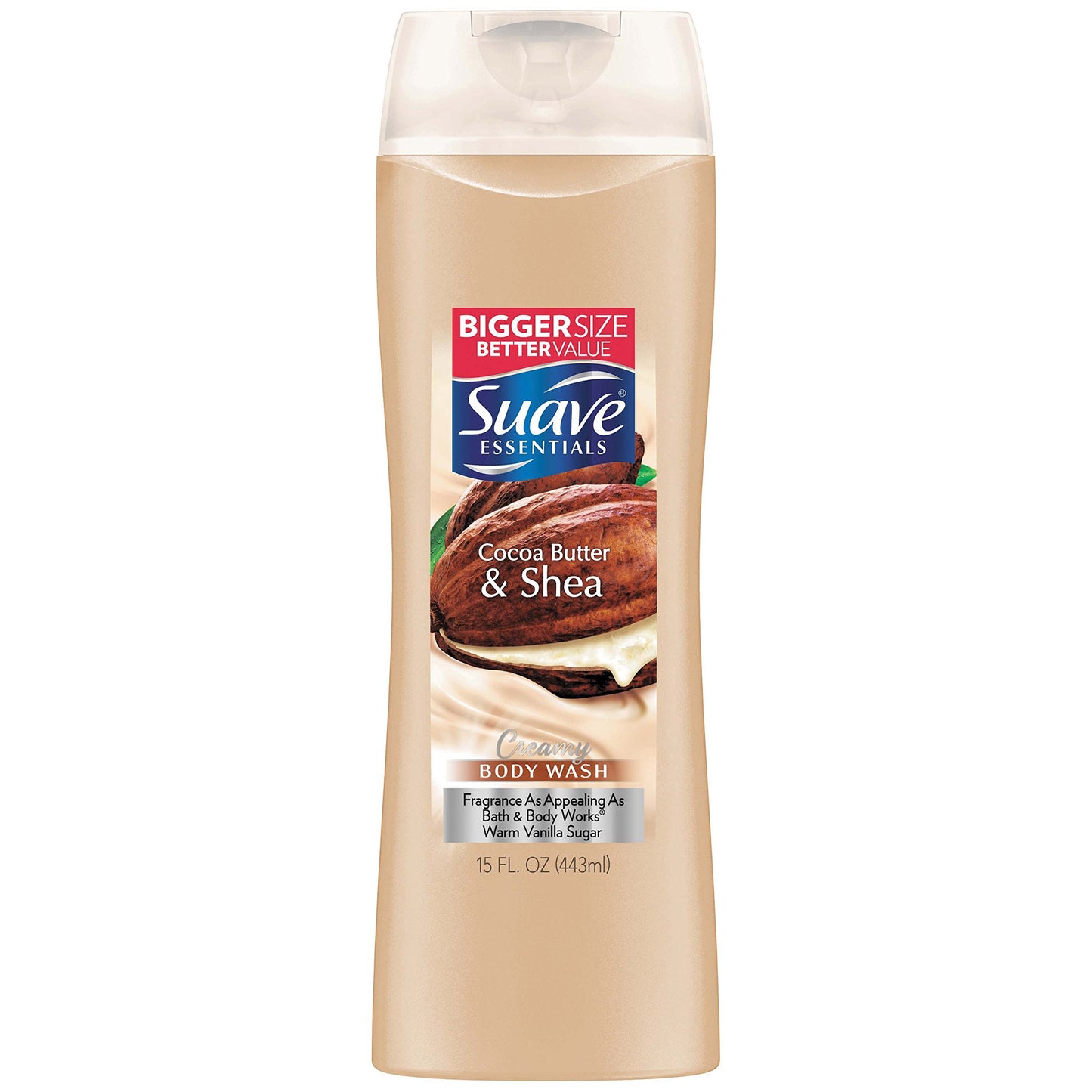 Suave Naturals Body Wash, Creamy Cocoa Butter & Shea, 15 Fl Oz (Pack of 6)