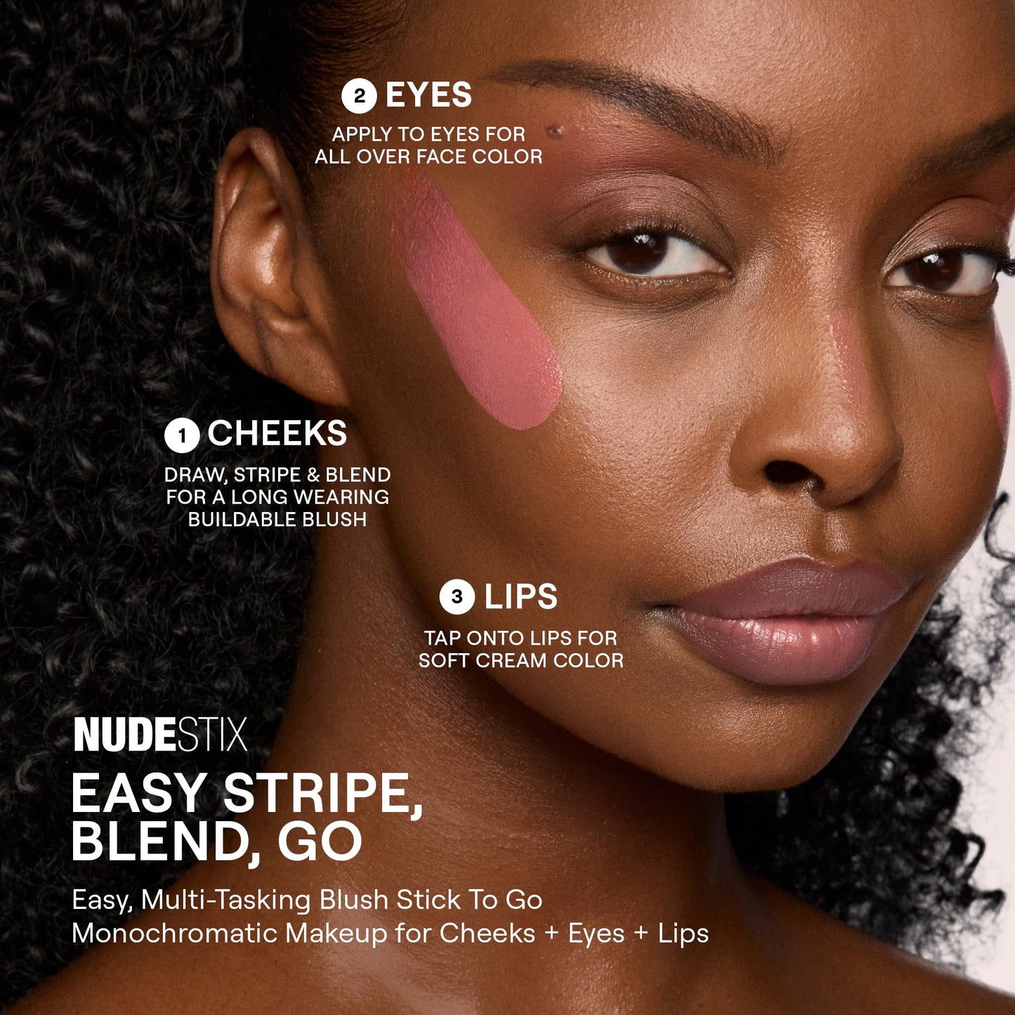 Nudestix Nudies Bloom All Over Dewy Color – 3-in-1 Cream Blush Stick for Cheeks, Eyes & Lips with Built-In Brush | Sheer, Glossy Finish | Vegan, Long-Wear, Multi-Use Makeup (Bohemian Rose)