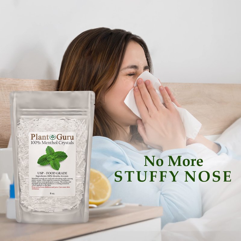 Plant Guru Menthol Crystals 1 lb. Bulk Mentha Arvensis 100% Pure Natural USP Food Grade - Great For Cosmetics, Salves, Balms, Creams and Soap Making.