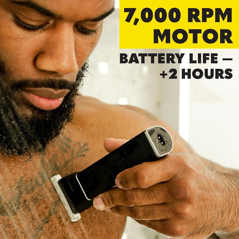 Beard Club Manscape Body Hair Trimmer for Men - Rechargeable Waterproof Electric Shaver | Ceramic Blade, Wet/Dry Use