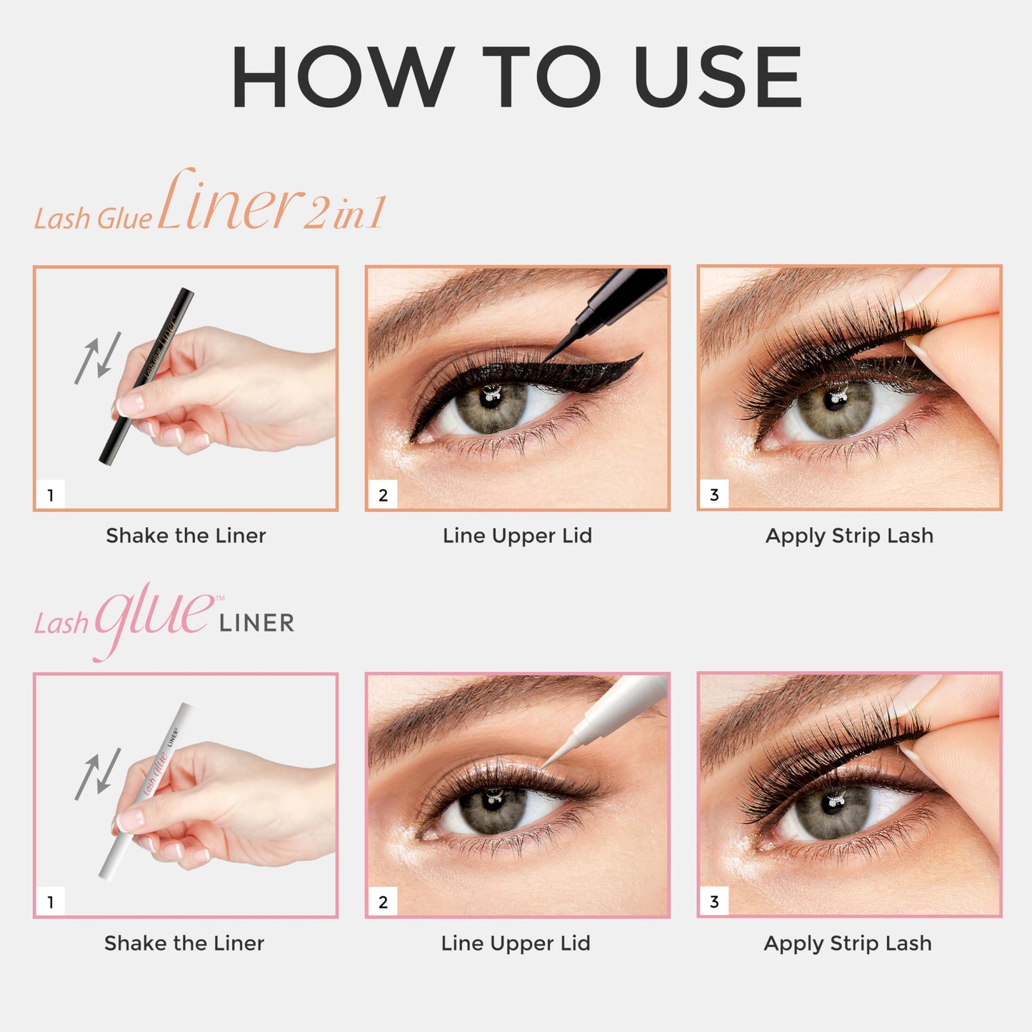 KISS Lash GLUEliner, Matte Finish, Foolproof Easy Touch-Up False Eyelash Glue and Eyeliner, Two in One Liner and Lash Glue, Black, 0.7 mL, 0.02 fl. oz. (Pack of 2)