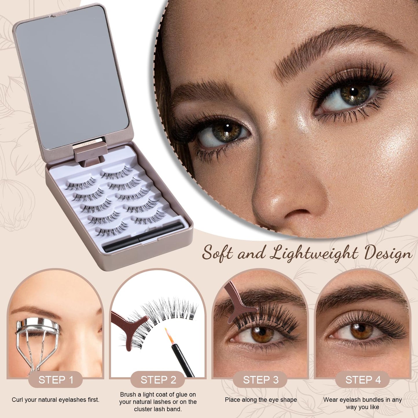 BS-MALL False Eyelashes – Wispy Lashes 100% Handmade Natural Look, Reusable & Durable, Includes 5X Magnifying Mirror and Application Kit (Style02)