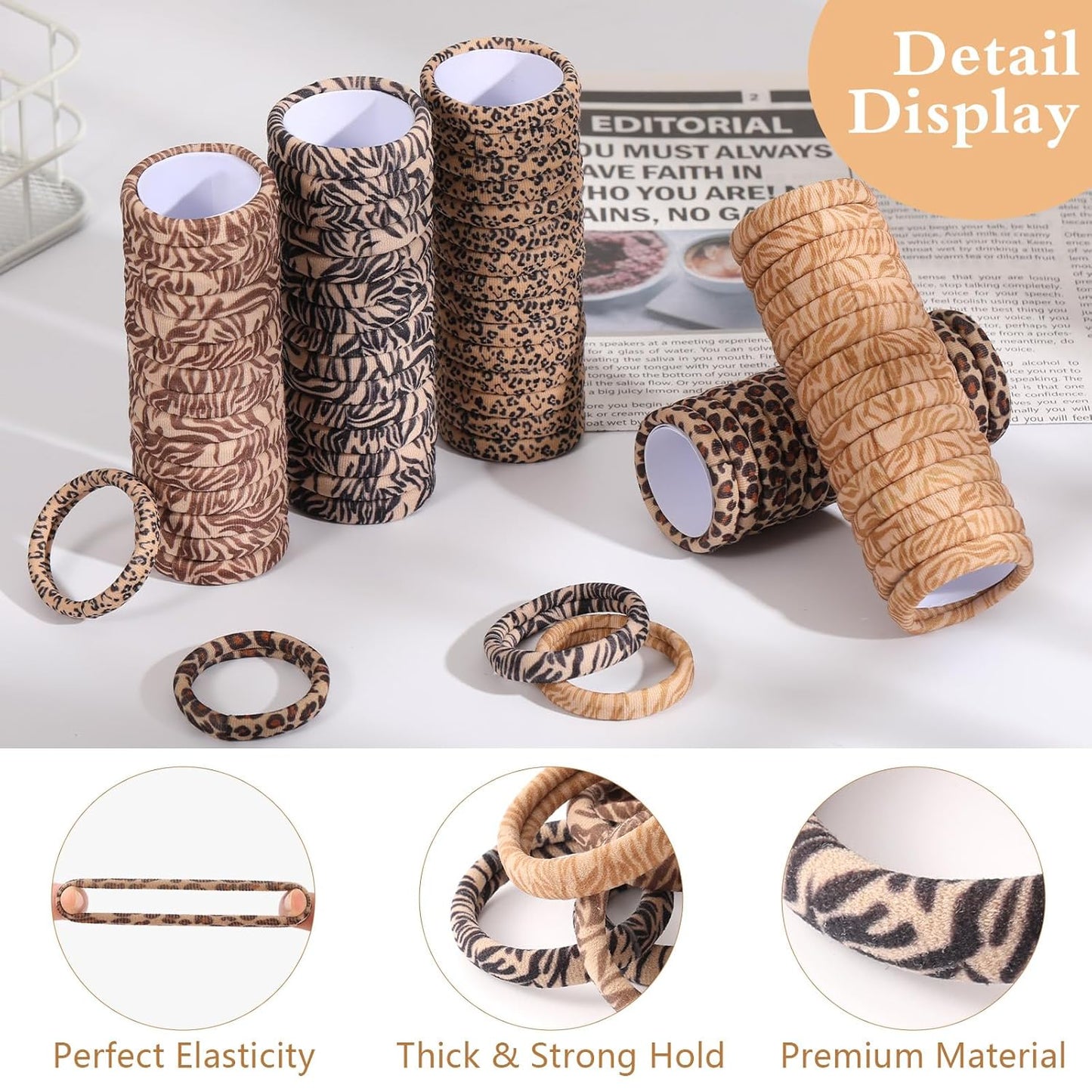 100PCS Black Hair Ties for Women Girls, Seamless Thick Black Hair Band, Elastic Hair Ties No Damage Ponytail Holder