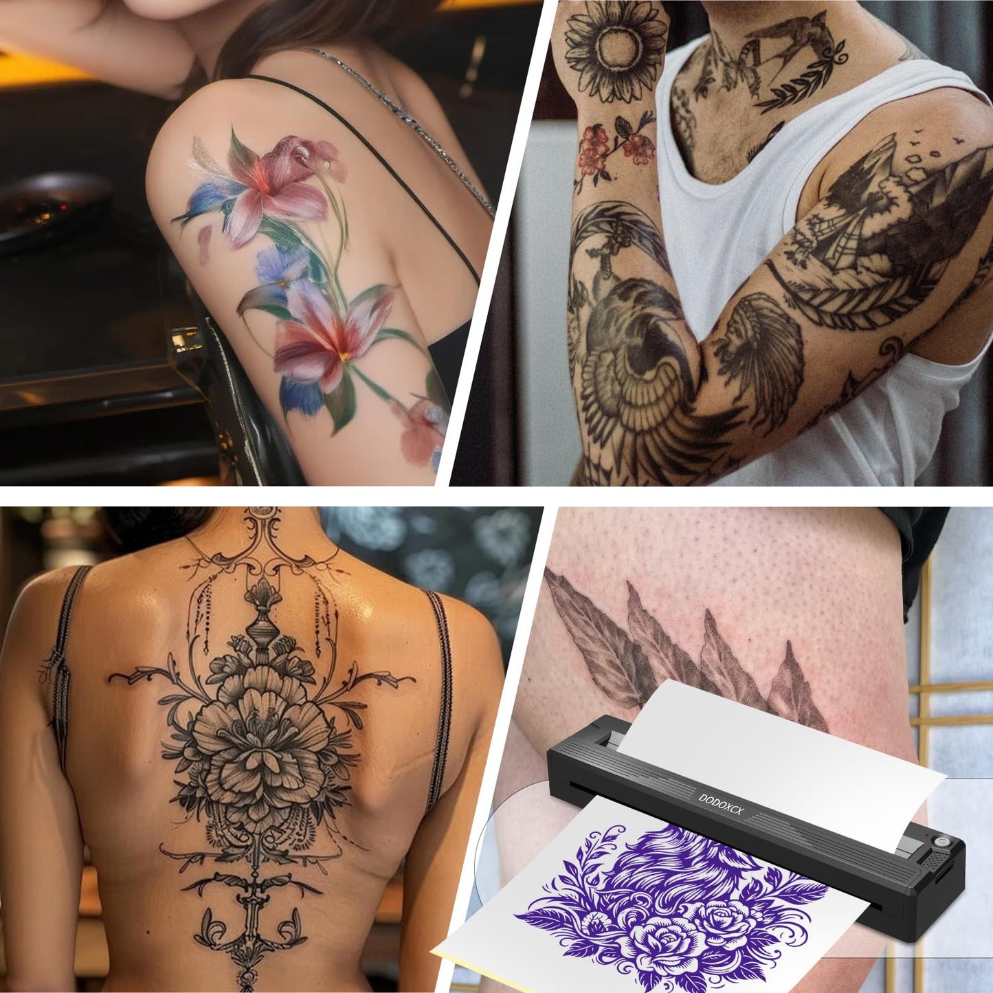 Tattoo Stencil Printer Machine,2026 Upgraded Portable Thermal Wireless Bluetooth Printer for Tattoo Artists&Beginners,with 3 Pcs of Transfer Paper and Thermal Paper,Compatible with Phone&PC (T18)
